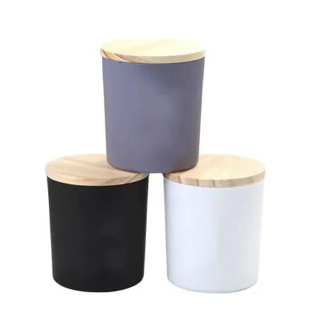 Słoik szklany matowy na świecę z drewnianą pokrywką 220 ml 320 ml 450 ml